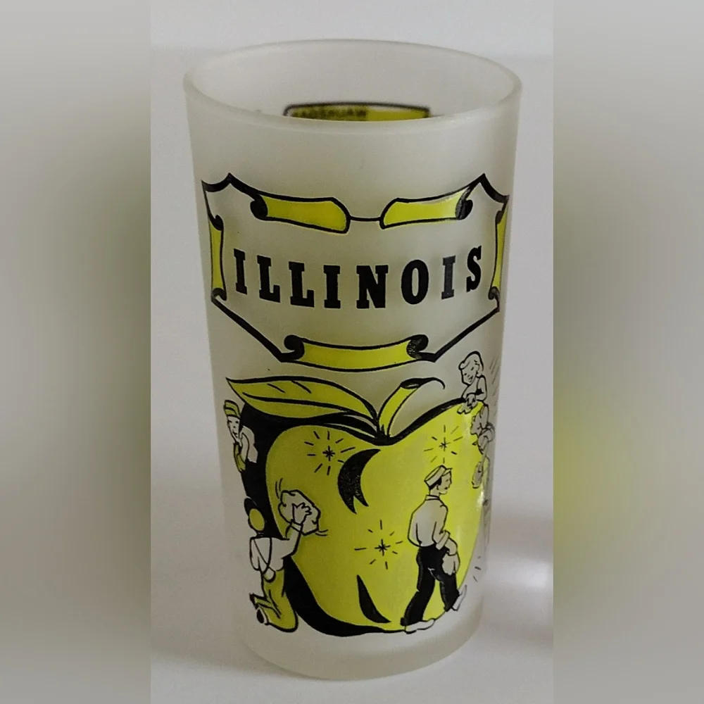 Chicago Road Trip Highball Glass and Hazel Atlas Illinois Frosted Glass